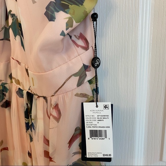 Adrianna Papell Floral-Print Twist Halter Gown in Blush Multi - Picture 11 of 12